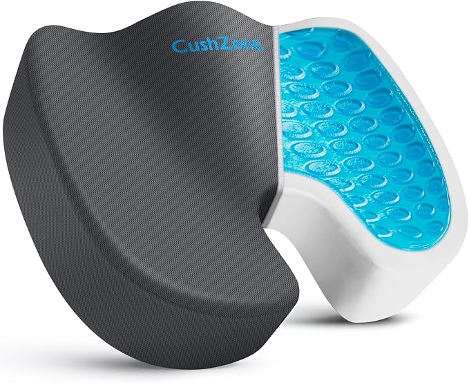 Office Chair Seat Cushion, Cooling Gel Enhanced Memory Foam Cushion for Long Sitting - Back, Sciatica, Coccyx, Tailbone Pain Relief Pillow - for Office, Gaming, Car, Wheelchair - Grey, X-Large