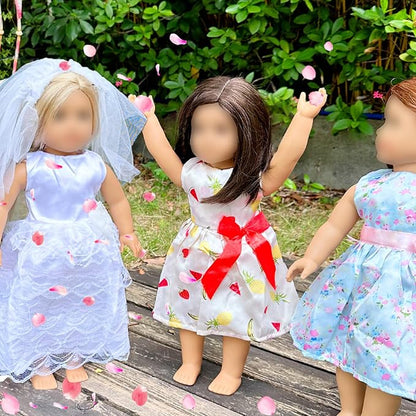 5 Sets 18 Inch Girl Doll Wedding Gown, Fashion Clothes and Accessories, 1 Bride Gown with Veil, 4 Satin Doll Dresses, Gift for American Doll Clothing