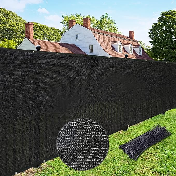 UPGRADE Privacy Fence Screen 5'x3' Black Outdoor 90% Visibility Blockage 170 GSM Mesh Shade Cover Panels for Backyard,Balcony,Home Decoration with Zip Ties,Customized Avaliable