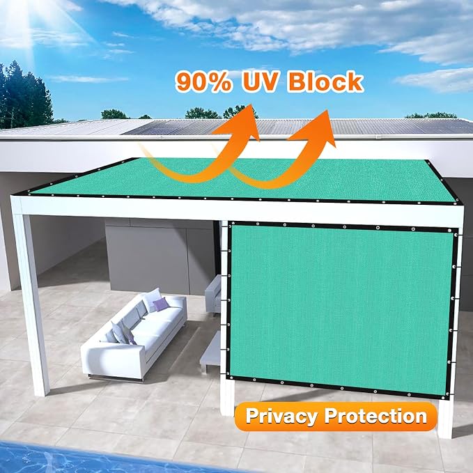 Artpuch Outdoor Pergola Shade Cover 4' X 8' Sun Shade Cloth with Grommets, 90% UV Protection Canopy Patio Privacy Screen (Customized Available) GN107, Turquoise