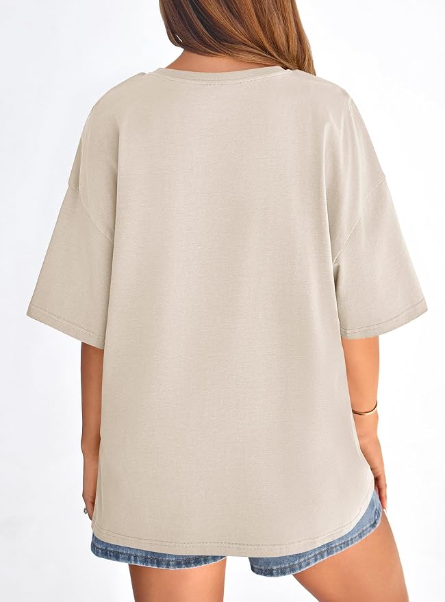 PRETTYGARDEN Womens 2026 Spring Going Out Tops Casual Short Sleeve Crewneck Loose Fit Basic Oversized T Shirts Summer Outfits