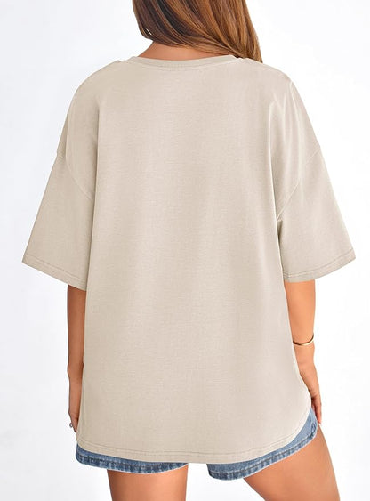 PRETTYGARDEN Womens 2026 Spring Going Out Tops Casual Short Sleeve Crewneck Loose Fit Basic Oversized T Shirts Summer Outfits