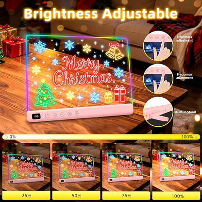 Led Drawing Board with 13 Light Effects, 16" Rechargeable Glow Doodle LED Note Board with Colors, Neon Light Up Drawing Tablet Gifts for Kids for Easter Birthday Christmas Gift Ideas