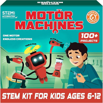 Butterfly EduFields 100+ STEM Toys for Ages 8-13 Boys Girls | STEM Projects kit for Kids 6 7 8 9 10 12 Years | Motor Machines - Robotics & Engineering Toys | Gifts for Smart Kids