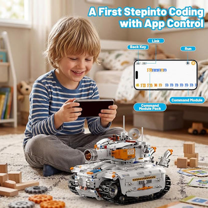 HPROMOT 2 in 1 STEM Building Kit, 1129PCS App & Remote Control Excavator Tank Coding Robot, Technic Programmable Construction Blocks, Educational Engineering Science Gift for Boys Girls Ages 8-16