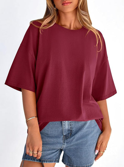 PRETTYGARDEN Womens 2026 Spring Going Out Tops Casual Short Sleeve Crewneck Loose Fit Basic Oversized T Shirts Summer Outfits
