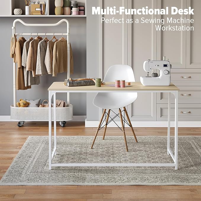 WOHOMO Folding Desk, 47.2" Foldable Computer Table for Small Spaces, Oak | Easy Assembly and Fold, Sturdy Home office desks for Study Bedroom Dorm Space Saving Writing Work Apartment