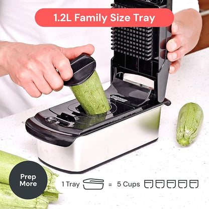 Fullstar Pro Original Vegetable Chopper & Mandoline Slicer Kitchen Gadget | 14 in 1 Veggie Slicer, Onion & Fruit Cutter with Sharp Stainless Steel Blades & Container (Stainless Steel)