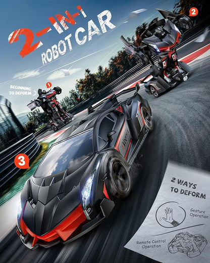 Veeniix V992 Transform Robot RC Car, 1:14 Scale, 2-in-1 Robot Toy Car with Sound & Light Effects, Gesture Sensing, Automatic Deformation, Ideal Gift for Boys and Girls
