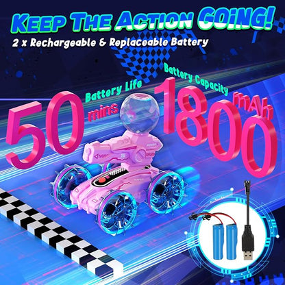 Amphibious Remote Control Car for Boys Kids - 4WD Amphibious 2.4 GHz 360°Rotation RC Cars - Water and Land RC Stunt Car Toy for 5 6 7 8 9 10 Year Old Boys Girls Christmas Birthday Gifts
