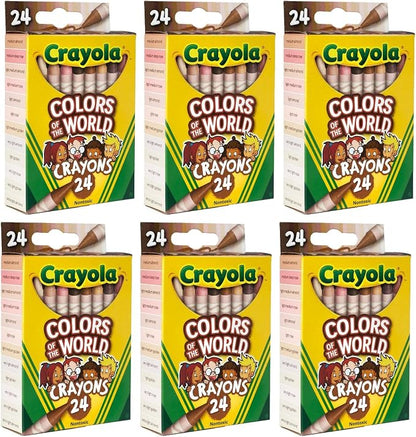 Crayola Bulk Crayon Set, Colors of The World, Multicultural Crayons, School Supplies, 6 Sets of 24 Colors (Pack of 8)