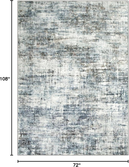 6x9 Area Rugs Washable Rug: Large Modern Abstract Living Room Rug Soft Anti-Skid Thin Carpet Indoor Floor Non-Shedding Carpets for Bedroom Dining Room Farmhouse Nursery Home Office Blue Multi