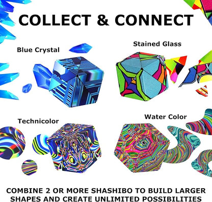 Shashibo Sensory Fidget Toy for Adults & Kids, Stress Relief Fidget Toy for Adults, Teens & Kids, Cool Fidget Toys for Desk, Classroom Must Have, Sensory Shape Shifting Cube, 100+ Possible Shapes