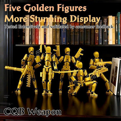 Gatling Gun Titan 13 Action Figure Set【Assembled】, Robot T Action Figure 3D Printed Dummy 13 Action Fidget Toys Figure Articulated, Lucky 13 for Collectors Desktop Decorations (Black-Green)