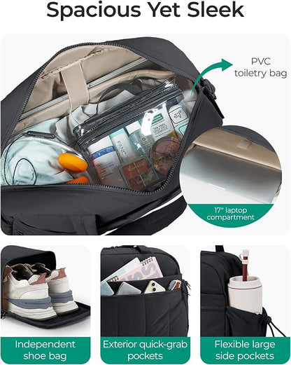 BAGSMART Duffle Bag for Travel, Gym Bag for Women, Weekender Carry on Bag | PVC Wet Pocket, Airline Approved Personal Carry-on Size, Fits Under-seat, One Bag for Gym, Travel, Hospital, Overnight