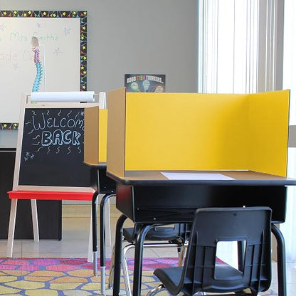 Flipside Products 18”x 48” Yellow Study Carrel, Privacy Boards, Student Privacy and Focus Booth for The Classroom, Desk Divider Cubby for Tests, Made in USA - 12 Pack