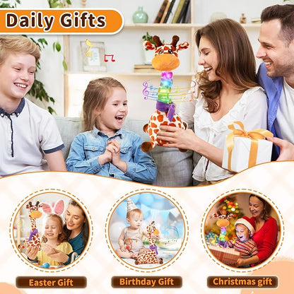 Dancing Talking Giraffe Toy for Baby Toddler, Dancing Giraffe Toy Singing Mimicking Recording Repeating What You Say with LED English Sing for Boys Girls Gift, 15 Second Recorde(Adjustable Volume)