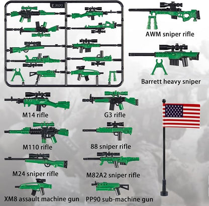 44 Pcs Weapons Pack Military 4 Countries Weapons Accessories Toys Military Equipment Battle Blocks Bricks Compatible with Major Brand, 3 Years Old and up