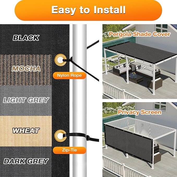 Artpuch Outdoor Pergola Shade Cover 17x22 FT Sun Shade Cloth with Grommets Dark Grey 90% UV Protection Canopy Patio Privacy Screen (Customized Available)