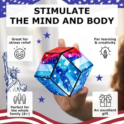 Shashibo Sensory Fidget Toy for Adults & Kids, Stress Relief Fidget Toy for Adults, Teens & Kids, Cool Fidget Toys for Desk, Classroom Must Have, Sensory Shape Shifting Cube, 100+ Possible Shapes
