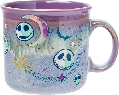 Silver Buffalo Disney Nightmare Before Christmas, Ceramic Camper Mug, 20oz | Jack Skellington, Mystic Opulence, Reactive Glaze, 0.59 Liters