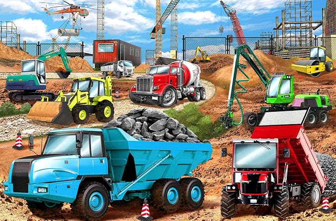 Puzzles for Kids Ages 4-8, Construction Vehicles 100 Piece Puzzles for Kids Educational Jigsaw Puzzles Toys for Boys and Girls Age 4, 5, 6, 7, 8-10 Years Old (15" x 10")
