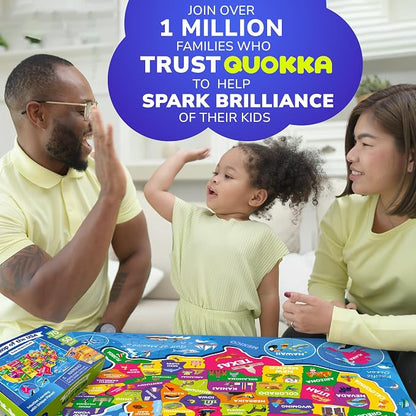 United States Puzzles for Kids Ages 8-10 - 70 Pcs Jigsaw Floor USA Map Puzzles for Kids Ages 6-8 - Includes 50 Cards with 400+ USA Facts - US State & Capitals Educational Gift for Children 4-8