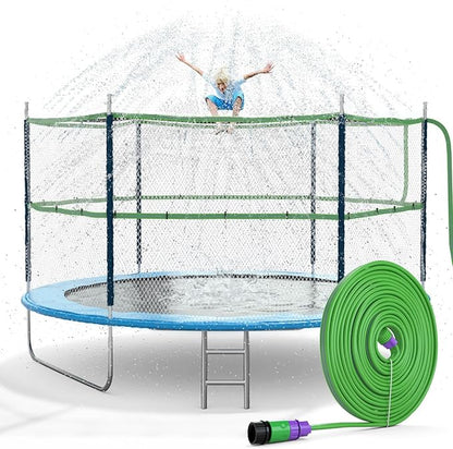 Jasonwell Trampoline Sprinkler Kids Outdside: Trampoline Accessories Waterpark Tropical Party Summer Outdoor Fun Water Games Toys Sprinklers Backyard Water Park Activity Toy for Kids Boys Girls (39FT)