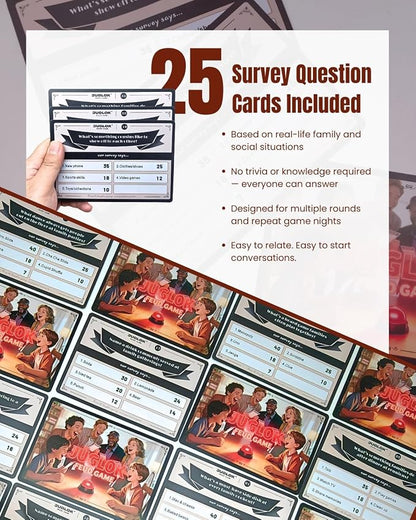 Family Feud Style Buzzer Game for Family Reunion and Game Night, Survey Question Cards, Final Round Comeback, Fun for All Ages, Prevent Awkward Silence at Parties (Reunion Special Edition)
