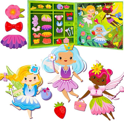 Quokka Magnetic Dress-Up Dolls for Girls Boys with 35 Magnetic Pieces - Creative Magnetic Play Set for Home or Travel - Perfect Paper Dolls for Ages 3 and Up, Boost Storytelling with Fairies