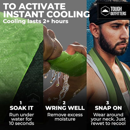 Tough Outdoors Cooling Towels for Neck Face - Neck Cooling Towel for Hot Weather Yoga Sports Golf Sweat - Instant Cold Towel