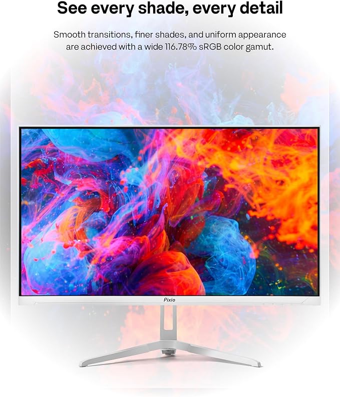Pixio PX249 Wave White 24 inch 240Hz Refresh Rate FHD 1080p Resolution Fast IPS Panel 1ms GTG Response Time Built-in Speakers Gaming Monitor with Adaptive Sync