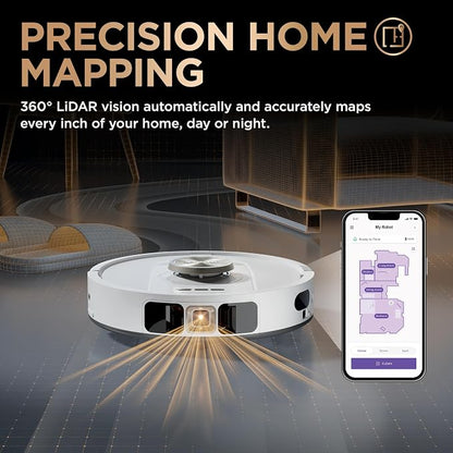 Shark PowerDetect NeverTouch Pro Robot Vacuum & Mop, White, AV2810ZEWH | 5 PowerDetect Technologies, NeverStuck, NeverTouch Pro Base (Self-Empty, Self-Refill, Pad Wash/Dry), 360° LiDAR + 3D Sensor