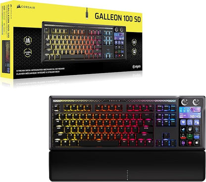 Corsair Galleon 100 SD RGB Mechanical Wired Gaming Keyboard – QWERTY US, Stream Deck-Integrated, Pre-Lubed MLX Pulse Thocky Hotswappable PBT Double-Shot Switches, FlashTap SOCD, 8,000Hz – Black