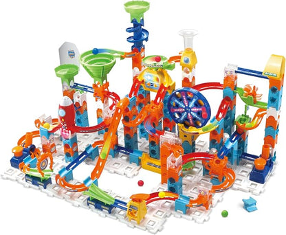 VTech Marble Rush Adventure Set, Construction Toys for Kids with 10 Marbles and 128 Building Pieces, Electronic Track Set for Boys and Girls, Colour-Coded Building Toy with Music and Sound, 4 Years +