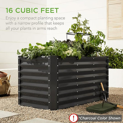 Best Choice Products 4x2x2ft Outdoor Metal Raised Garden Bed, Deep Root Box Planter for Vegetables, Flowers, Herbs, 119 Gallon Capacity, 100% Non Toxic Materials - Royal Red
