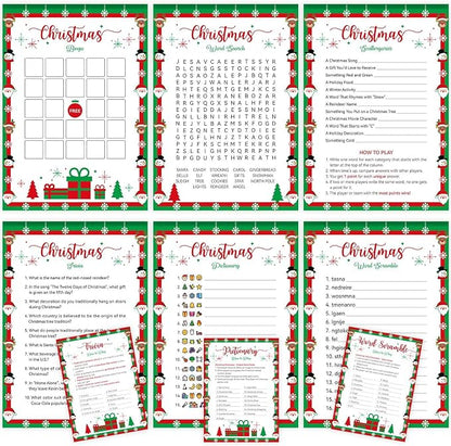 Biswiter Christmas Games for Family Party Supplies, Christmas Activities Word Search Scramble Bingo Trivia Pictionary Categories and Answer Keys for Family