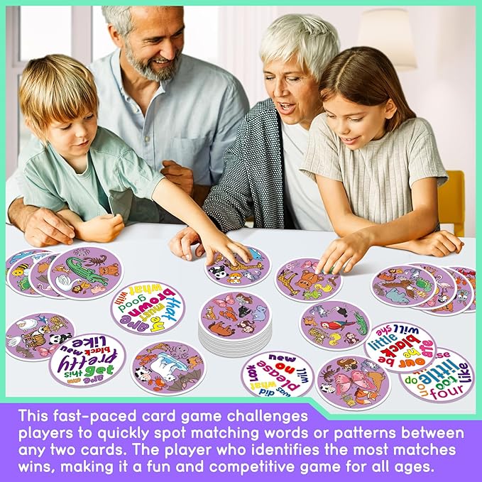 Edulok Memory Card Game, Kids Sight Word Piles Card Games, Animal Table Match Game for Toddlers, Indoor Recess Family Games, Preschool Classroom Reading Games, Homeschool Supplies