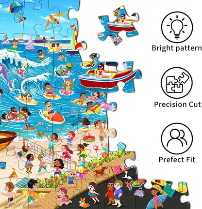 Summer Beach Puzzles for Adults 1000 Pieces, Letters on Back, Impossible Hard Difficult Challenging, Precise Interlocking Pieces, Home Wall Decoration & Ideal Gift