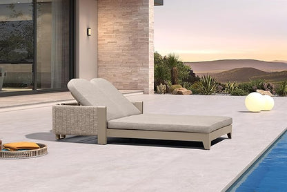 PURPLE LEAF Outdoor Chaise Lounge Chairs with Cushion 2-Person Sunbed Lounge Adjustable Backrest Reclining Chairs for Outside Nurture Shale