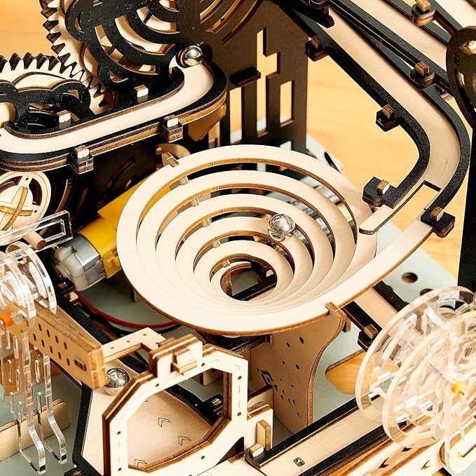 3D Wooden Puzzles Marble Run Set - Mechanical Model Kits with Motor, Brainteaser and Puzzle for Christmas/Birthday,Gifts for Adults and Teens to Build Combination