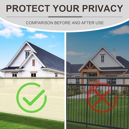 LOVE STORY Balcony Privacy Screen, 2.5'x10' Deck Shield Screen Fence Cover,UV Protection and Weather-Resistant,3 FT Height for Deck, Patio, Backyard, Outdoor Pool, Porch, Railing, Butter Cream