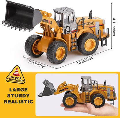 1/40 Scale Diecast Four Wheel Loader Truck Toy, Metal Construction Equipment Bulldozer Models for Kids