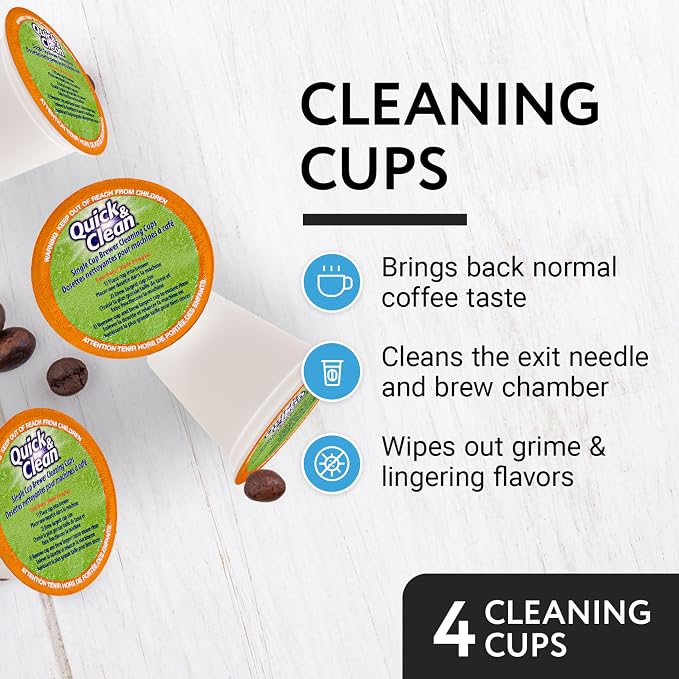 IMPRESA Coffee Machine Descaler & Cleaning Bundle - Compatible with Keurig K-Duo & K-Cup Brewers - 8 Oz Descaling Solution & 4 Maintenance Pods - Coffee Machine Cleaning & Pot Care Kit