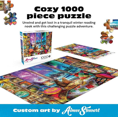 Buffalo Games - 1000 Piece Jigsaw Puzzle - Aimee Stewart - Northern Lights Cats - Winter Scene - Challenging Puzzles for Adults and Families