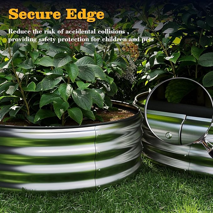 Galvanized Metal Planter Raised Garden Bed Kit for Gardening Outdoor，8x2x1ft Planter Grow Garden Box Raised Flower Bed，Long Vegetable Clearance Herb Raised Garden Beds for Gardening