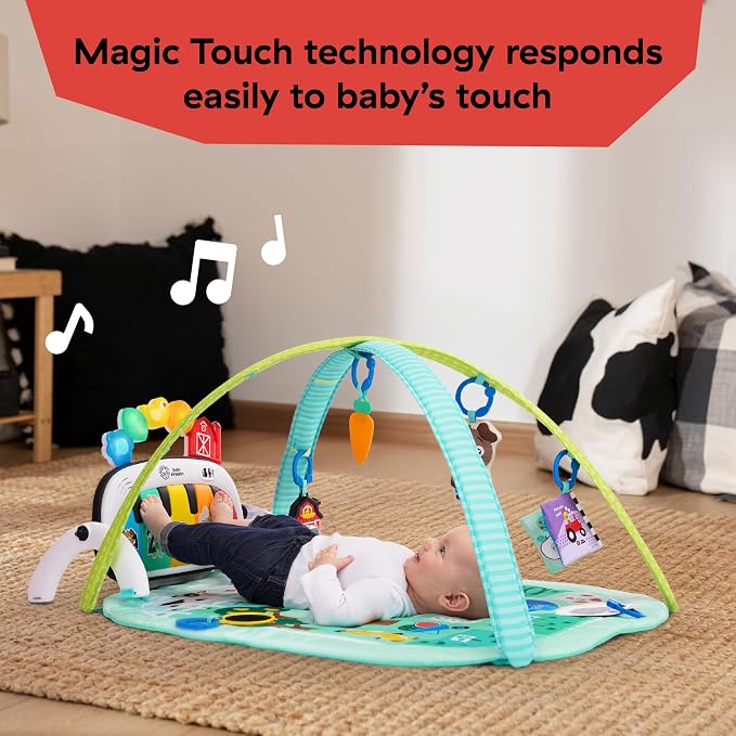 Baby Einstein Farm Explorers 4-in-1 Kickin’ Tunes Musical Meadow Music & Language Discovery Gym, Ages 0 Months and Up