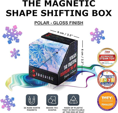 Shashibo Sensory Fidget Toy for Adults & Kids, Stress Relief Fidget Toy for Adults, Teens & Kids, Cool Fidget Toys for Desk, Classroom Must Have, Sensory Shape Shifting Cube, 100+ Possible Shapes
