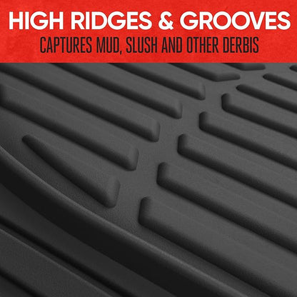 Motor Trend -2 Piece Front Car Floor Mats- Black FlexTough Contour Liners-Deep Dish Heavy Duty Rubber Floor Mats for Car SUV Truck & Van-All Weather Protection, Universal Trim to Fit