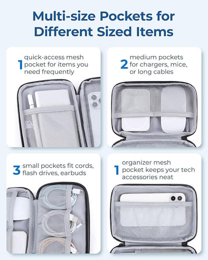 BAGSMART Electronics Organizer Travel Case, Cable Charger Cord Tech Organizer Pouch for Phone Charger Accessories, Bluish Green